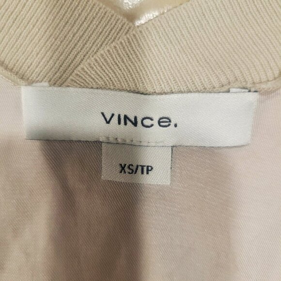 Vince Women Cream Rib-Trim Double-V Neck Short Solman Sleeve Blouse - Size XS - Picture 9 of 10